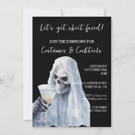 Convite Fantasmas de Lençol Rostos e Coquetéis de Hallowee