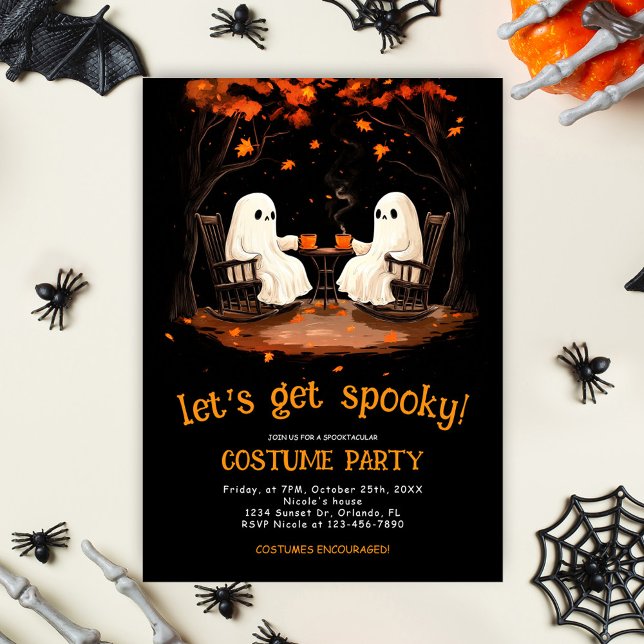 Convite Fantasmas de Outubro Spooky Festa de Halloween (Ghosts October Spooky Halloween Party Invitation)