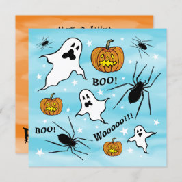 Convite Fantasmas do Halloween, Pumpkins e aranha personal