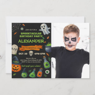 Convite Fantasmas e Bombeiros bonitos com fotos