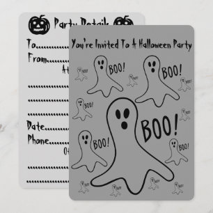 Convite fantasmas engraçados gritando "Boo Halloween Part