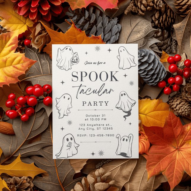 Convite Fantasmas ilustrados encantadores para um Hallowee (Criador carregado)