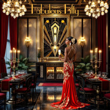 Fantástica Mulher Art déco Afro-Americana Vermelha