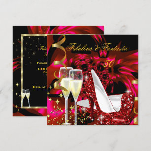 Convite Fantástico 50 Fantásticos Aniversário Vermelho Dou