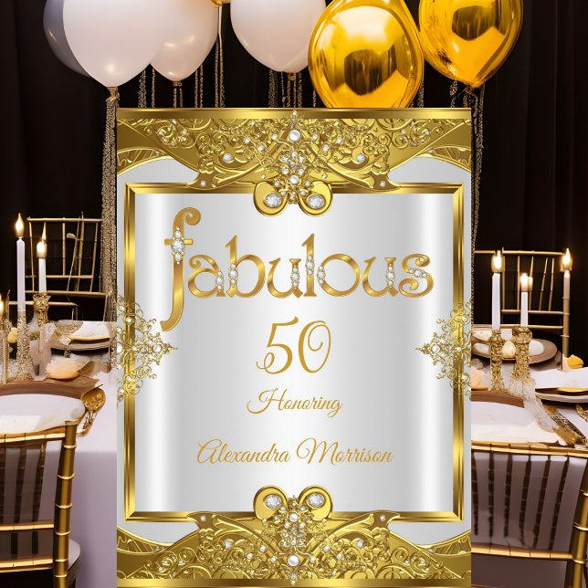 Convite Fantástico aniversário Pérolas Brancas Douradas Mo (Criador carregado)