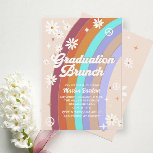 Convite Fantástico brunch de graduação em aquarela retrô (Criador carregado)