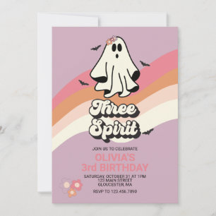 Convite fantástico Espírito retrô Halloween Três Aniversár