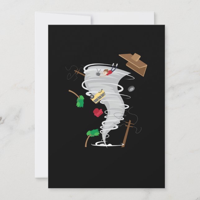 Convite Fantástico Tornado e Tempestade perseguindo (Frente)