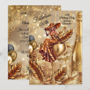 Convite Fantástico vestido de ouro tigre de aniversário Ta