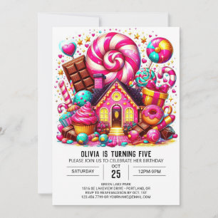 Convite Fantasy Adorable Candyland Digital Birday