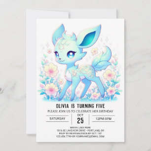Convite Fantasy Adorable Deer Digital Birday