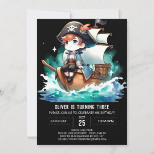 Convite Fantasy Adorable Pirate Birthday