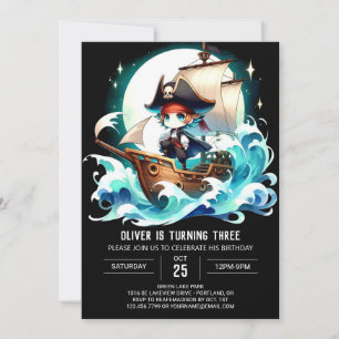 Convite Fantasy Adorable Pirate Birthday