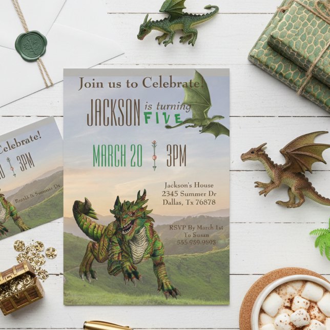 Convite Fantasy Dragon Magic Serpent Festa de aniversário (Criador carregado)