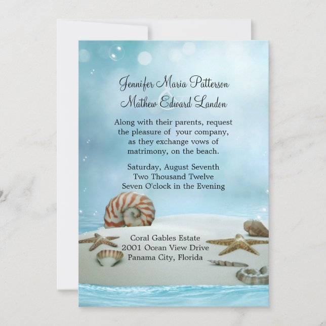 Convite Fantasy Eethal Beach Weding Invitation (Frente)