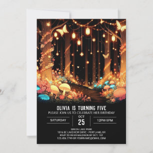 Convite Fantasy Elegant Woodland Digital Birthday
