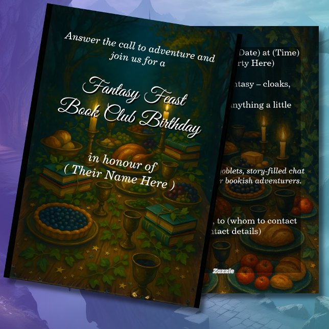 Convite Fantasy Feast Book Club Birthday Party (Criador carregado)