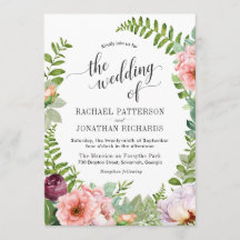 Fantasy Floral Wreath Wedation Invitation