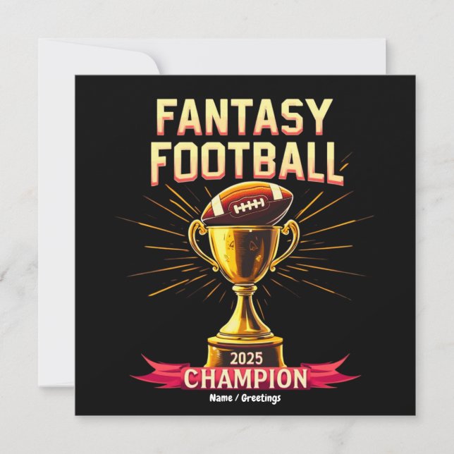 Convite Fantasy Football 2025 Funny Champ Football Design  (Frente)