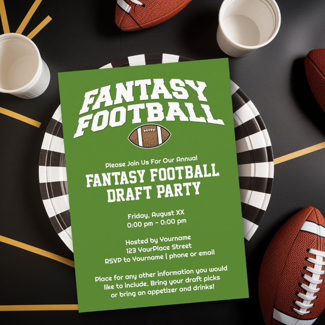 Convite Fantasy Football - Download Instantâneo do Draft P (Fantasy Football Party Invitation)