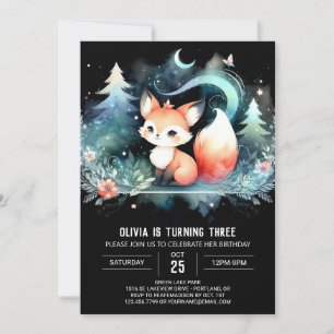Convite Fantasy Fox Modern Birthday digital