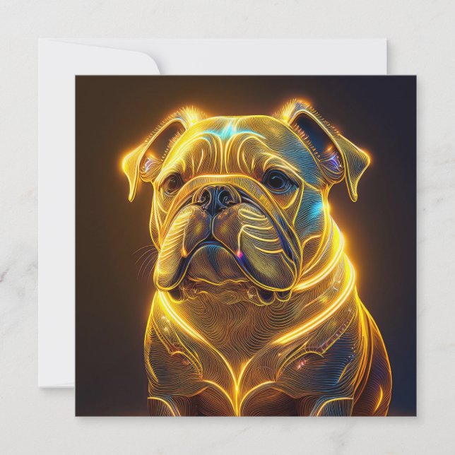 Convite Fantasy Image Neon Yellow English Bulldog (Frente)