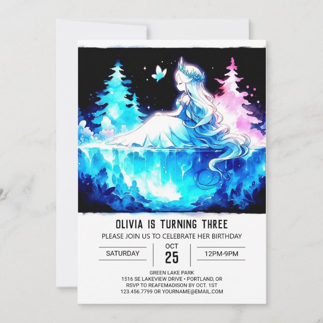 Convite Fantasy Kids Princess Birthday (Frente)