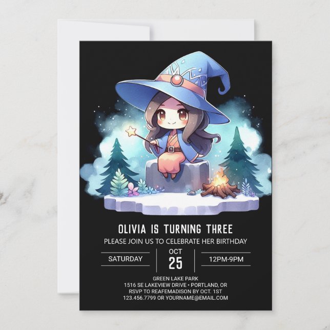 Convite Fantasy Little Wizard Birthday (Frente)