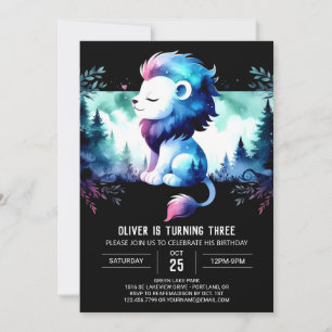 Convite Fantasy Minimalista Lion Birthday