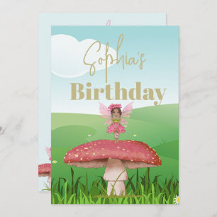 Convite Fantasy Mushroom Fairy Birthday