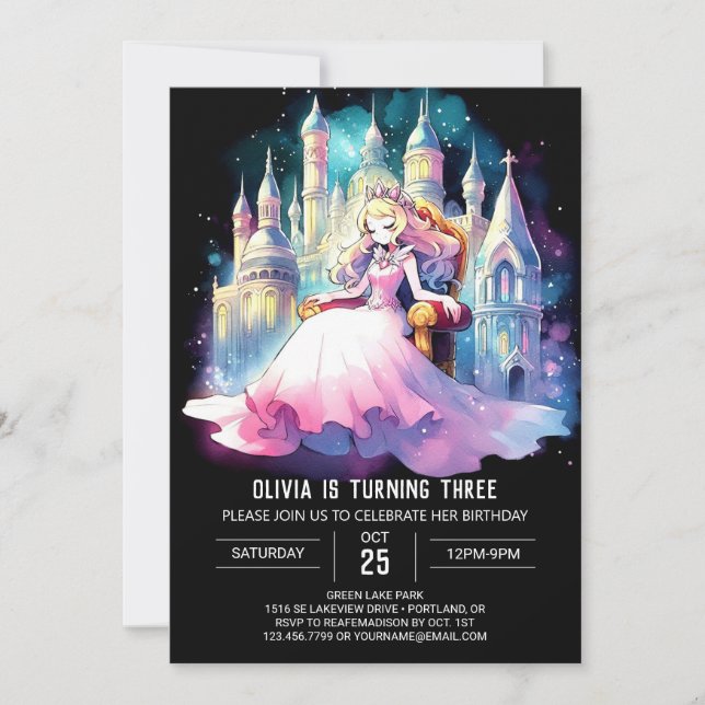 Convite Fantasy Princess Birthday (Frente)