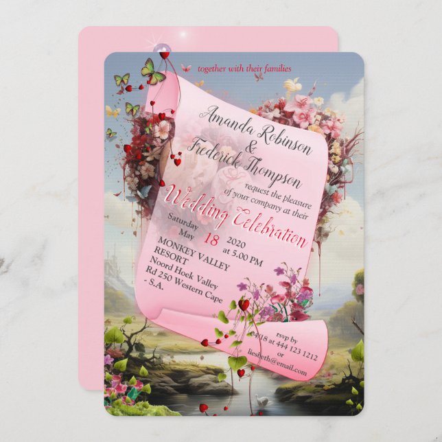 Convite Fantasy Realms of Magic Scenery designs (Frente/Verso)