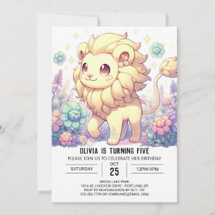 Convite Fantasy Sweet Lion Digital Birthday