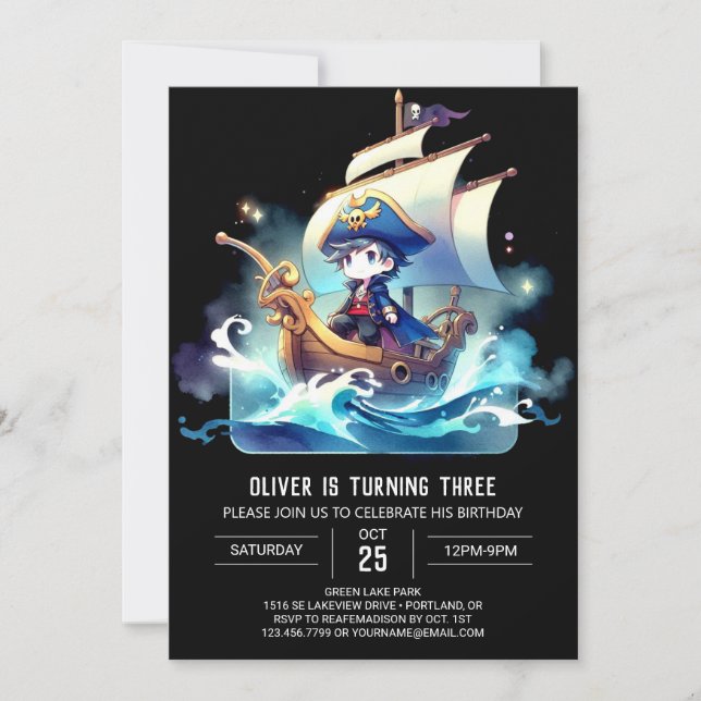 Convite Fantasy Sweet Pirate Birthday (Frente)