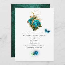 Convite Fantasy Turquoise e Douradas Bridesmaids Luncheon