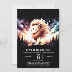 Convite Fantasy Whimsy Lion Birthday