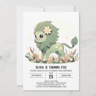 Convite Fantasy Wild Lion Digital Birthday