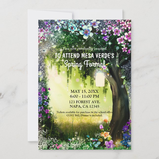 Convite Fantasy Woodland Encantado Baile de formatura de F (Frente)