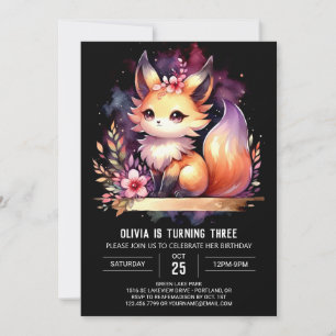Convite Fantasy Woodland Fox Birthday digital