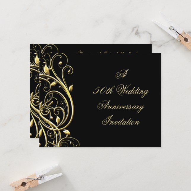 Convite Farinha Black Gold Florescer 50º Aniversário (Frente/Verso In Situ)