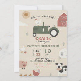 Convite Farm and Animals Birthday Invitation