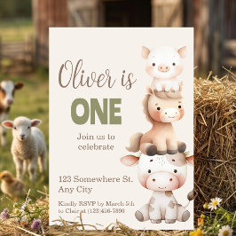Convite Farm Animals 1st Birthday Barnyard Baby Boy