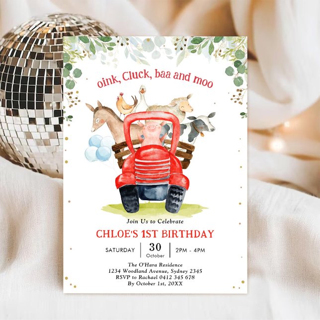 Convite Farm Animals Birthday Invitation (Criador carregado)