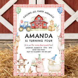 Convite Farm Animals Kids Birthday Invitation