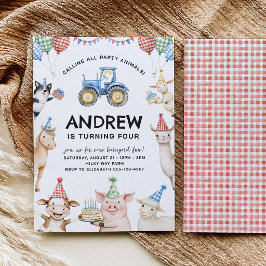 Convite Farm Animals Kids Birthday Invitation