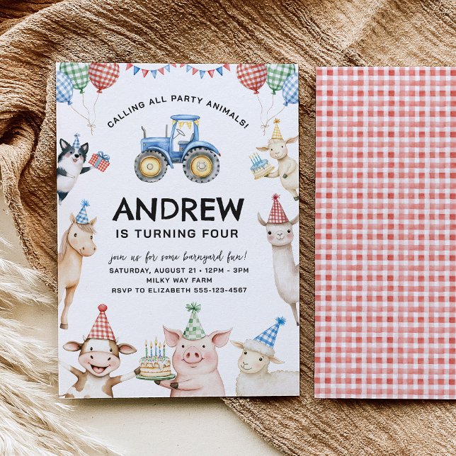 Convite Farm Animals Kids Birthday Invitation (Criador carregado)