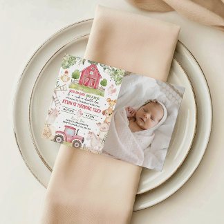 Convite Farm Animals Photo Birthday Invitation