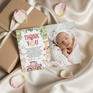 Convite Farm Animals Photo Thank You Card