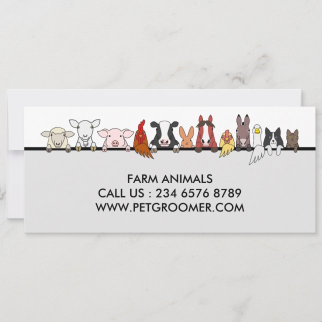 Convite Farm Animals Sheep Chicken Cow customer gift (Frente)