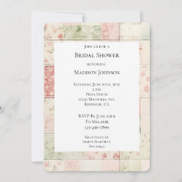 Convite Farm Mint Pink Floral Quilt Bridal Shower